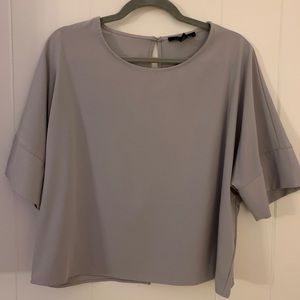Gray crop blouse